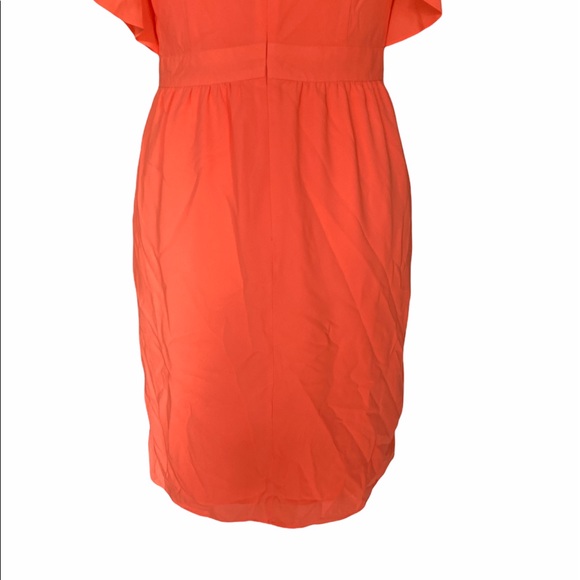 Shoshanna Katrina Blouson Flutter Ruffle Dress - Coral Orange - 4 - Picture 10 of 15